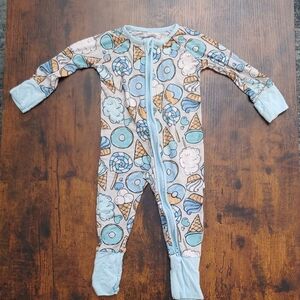 Like New Little Sleepies 3-6 Mo Light Blue Donuts Zippy